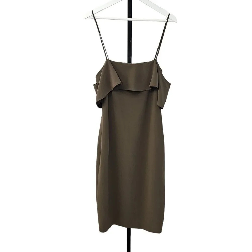 Theory Womens Ayleen Maxyne Crepe Dress Size 4 Green Off Open Shoulder  Draped